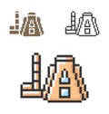 Pixel icon of termal power plant in three variants