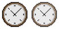 Pixel icon. Wall Clock with minute and hour hands. Mechanical watch for measuring time. Countdown to for new year. Simple retro