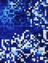 pixel image of colorful cubes blue and white background