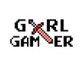 pixel image of girl gamer text