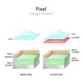 Pixel. image sensor. Structure of Mono and color pixel Royalty Free Stock Photo