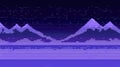 a pixel inspired mountain design at winter, modern artwork, ai generated image