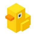 Pixel isometric video game yellow ducky Royalty Free Stock Photo