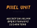 Pixel latin alphabet letters and numbers. Rounded pixel font. Vector illustration Royalty Free Stock Photo