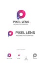 Pixel Lens Illustration and Letter P for Photographers Logo