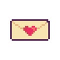 Pixel love letter, mail, 8 bit, retro, y2k pixel icon on a completely white background Royalty Free Stock Photo