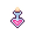 Pixel love potion, valentines day , 8 bit, retro, y2k pixel icon on a completely white background vector