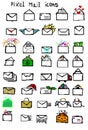 Pixel mail icons set Royalty Free Stock Photo