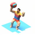 Pixel Man Basketball: Low Poly 3d Cartoon With Bold Colors