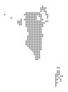 Pixel map of Bahrain. Vector dotted map of Bahrain isolated on white background. Abstract computer graphic of Bahrain map.