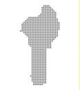 Pixel map of Benin. Vector dotted map of Benin isolated on white background. Abstract computer graphic of Benin map.