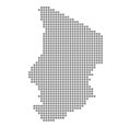 Pixel map of Chad. Vector dotted map of Chad isolated on white background. Abstract computer graphic of Chad map.