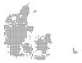 Pixel map of Denmark. Vector dotted map of Denmark isolated on white background. Abstract computer graphic of Denmark map.