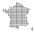 Pixel map of France. Vector dotted map of France isolated on white background. Abstract computer graphic of France map.