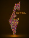 Pixel map of Israel glowing style