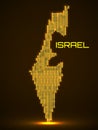 Pixel map of Israel glowing style