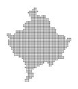 Pixel map of Kosovo. Vector dotted map of Kosovo isolated on white background. Abstract computer graphic of Kosovo map.