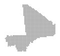 Pixel map of Mali. Vector dotted map of Mali isolated on white background. Abstract computer graphic of Mali map.