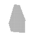 Pixel map of Montserrat. Vector dotted map of Montserrat isolated on white background. Abstract computer graphic of Montserrat map