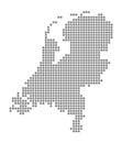 Pixel map of Netherlands. Vector dotted map of Netherlands isolated on white background. Abstract computer graphic of Netherlands