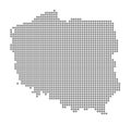 Pixel map of Poland. Vector dotted map of Poland isolated on white background. Abstract computer graphic of Poland map