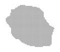 Pixel map of Reunion. Vector dotted map of Reunion isolated on white background. Abstract computer graphic of Reunion map.