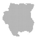 Pixel map of Suriname. Vector dotted map of Suriname isolated on white background. Abstract computer graphic of Suriname map.