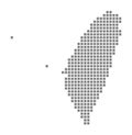 Pixel map of Taiwan. Vector dotted map of Taiwan isolated on white background. Abstract computer graphic of Taiwan map.