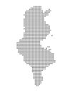 Pixel map of Tunisia. Vector dotted map of Tunisia isolated on white background. Abstract computer graphic of Tunisia map.