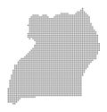 Pixel map of Uganda. Vector dotted map of Uganda isolated on white background. Abstract computer graphic of Uganda map.