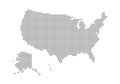 Pixel map of USA. Vector dotted map of USA isolated on white background. Abstract computer graphic of USA map. Royalty Free Stock Photo