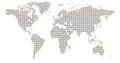 Pixel map of world. Dotted world map Halftone horizontal banner