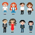 A set of pixel people in pairs. Royalty Free Stock Photo