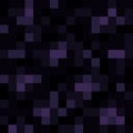 Pixel minecraft style obsidian block background. Concept of game pixelated seamless square dark purple stone background. Vector