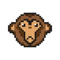 Pixel monkey. The monkey`s head. Simple flat vector illustration