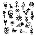 Pixel monsters vector icon set