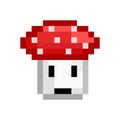 Pixel mushroom icon. Fly agaric in pixel style. Pixel art icon for game