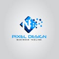 N pixel logo modern creative alphabet letter design vector icon Royalty Free Stock Photo