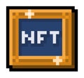 Pixel NFT in art frame - vector, isolated Royalty Free Stock Photo