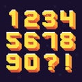 Pixel numbers. Retro 8 bit pixels number font vector illustration set Royalty Free Stock Photo