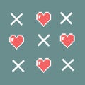 Pixel objects for games icons set. Social Networking Speech Bubbles: Smiley, Love Royalty Free Stock Photo