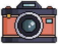 Pixel old photo camera icon for 8bit game Royalty Free Stock Photo