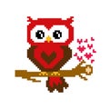 Pixel owl image. cross stitch or crochet pattern Royalty Free Stock Photo