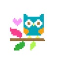 Pixel owl image. cross stitch or crochet pattern Royalty Free Stock Photo