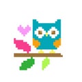 Pixel owl image. cross stitch or crochet pattern