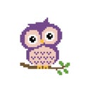 Pixel owl image of a cross stitch pattern Royalty Free Stock Photo
