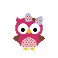 Pixel owl image for cross stitch Royalty Free Stock Photo