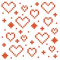 Pixel pattern with hearts. Pixel seamless pattern with hearts Royalty Free Stock Photo