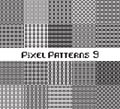 Pixel pattern seamless, black and white color. Patterns set in retro design Royalty Free Stock Photo