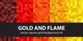 Pixel pattern set Gold and Flame. Vector seamless pixel art back Royalty Free Stock Photo